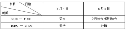 2012年內(nèi)蒙古高考時間