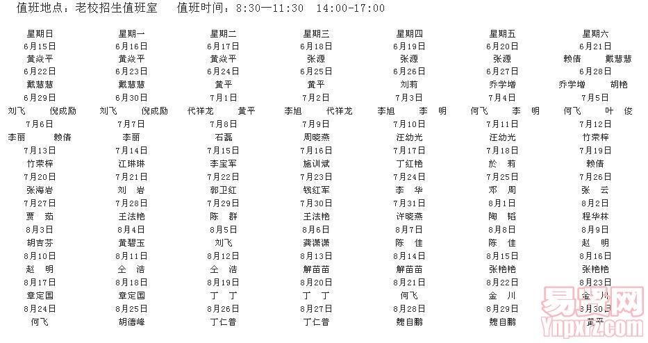 安徽醫(yī)學(xué)高等專(zhuān)科學(xué)校2014年招生咨詢(xún)熱線值班表