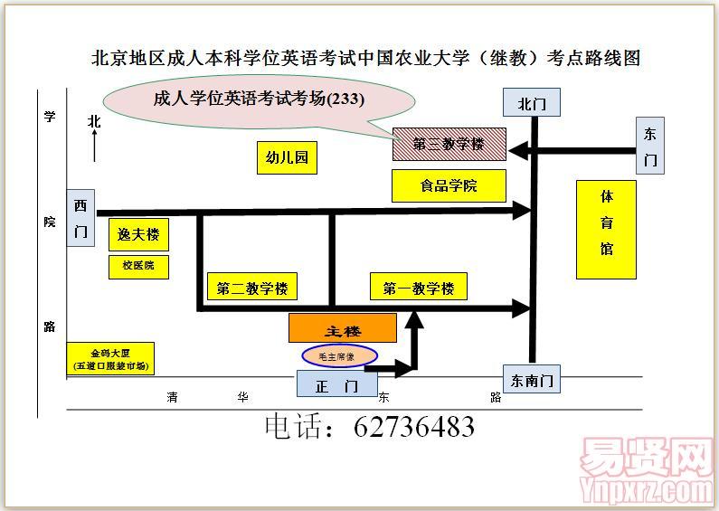 中國農(nóng)業(yè)大學(xué)考點(diǎn)路線圖