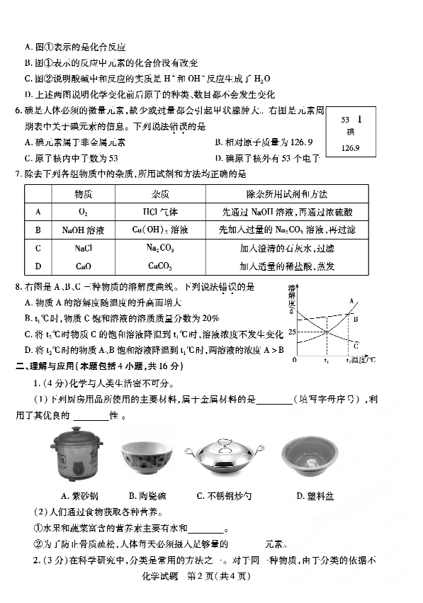 2013德州中考試卷,德州中考試題答案