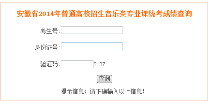 2014年安徽音樂類專業(yè)課統(tǒng)考成績(jī)查詢