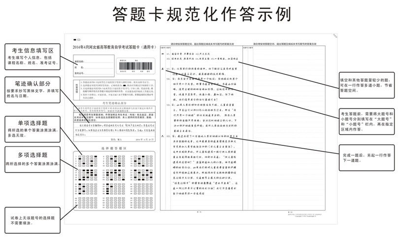 答題卡規(guī)范化作答示例圖