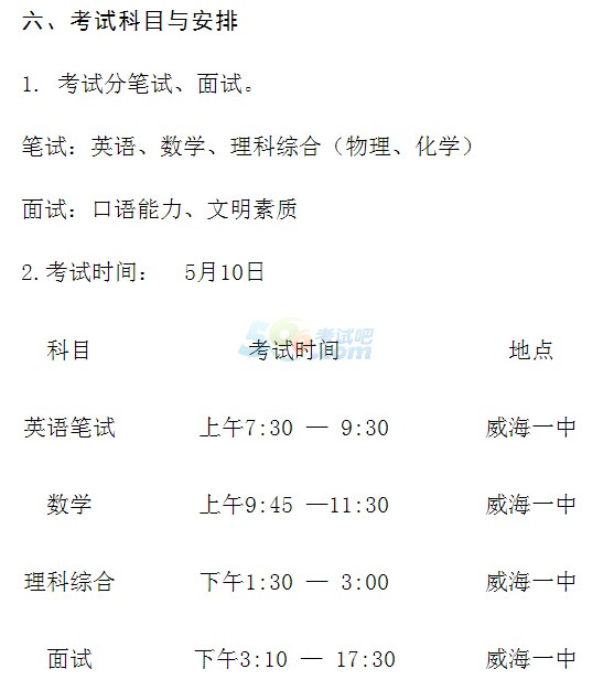 2015年威海一中國際學(xué)部招生簡章