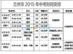 2015年蘭州中考工作日程安排