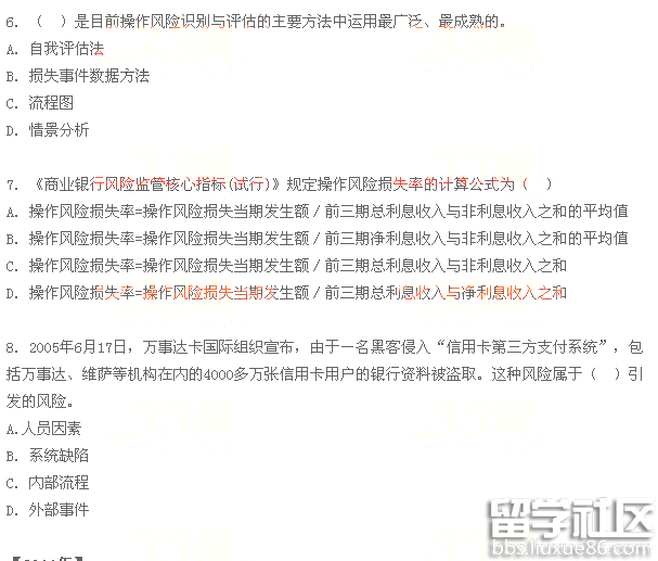2015銀行專業(yè)《風(fēng)險(xiǎn)管理》歷年真題及解析第五章