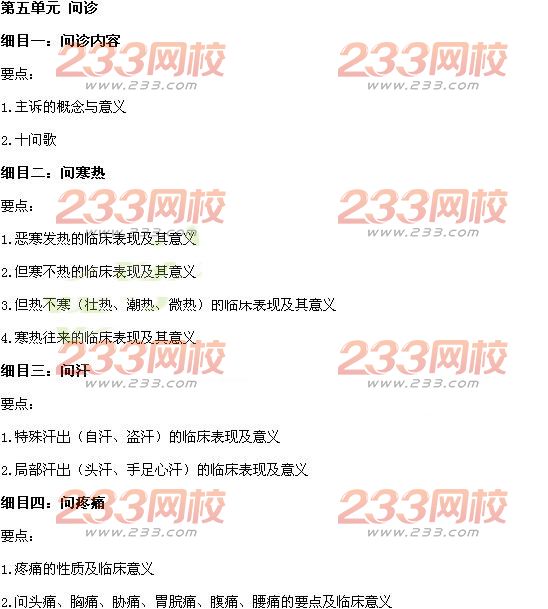 2016年中西醫(yī)助理醫(yī)師考試大綱-《中醫(yī)診斷學(xué)》