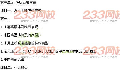 2016年中西醫(yī)執(zhí)業(yè)醫(yī)師考試大綱-《中西醫(yī)結合兒科學》